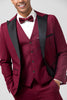 Load image into Gallery viewer, One Button Peak Lapel Burgundy 3 Pieces Men&#39;s Suits