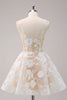 Load image into Gallery viewer, Sparkly White A-Line Floral Corset Short Graduation Dress