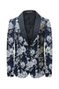 Load image into Gallery viewer, Black White Floral Printed Shawl Lapel 2 Pieces Men Suits