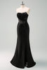 Load image into Gallery viewer, Black Strapless Mermaid Ruched Corset Long Prom Dress