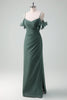 Load image into Gallery viewer, Eucalyptus Spaghetti Straps Sheath Long Chiffon Bridesmaid Dress