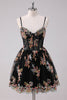 Load image into Gallery viewer, Sparkly Black A-Line Floral Short Graduation Dress