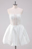 Load image into Gallery viewer, Sparkly White A Line Strapless Short Graduation Dress