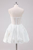 Load image into Gallery viewer, Sparkly White A Line Strapless Short Graduation Dress