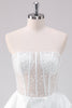 Load image into Gallery viewer, Sparkly White A Line Strapless Short Graduation Dress