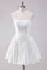 Load image into Gallery viewer, Simple White A-Line Strapless Short Graduation Dress