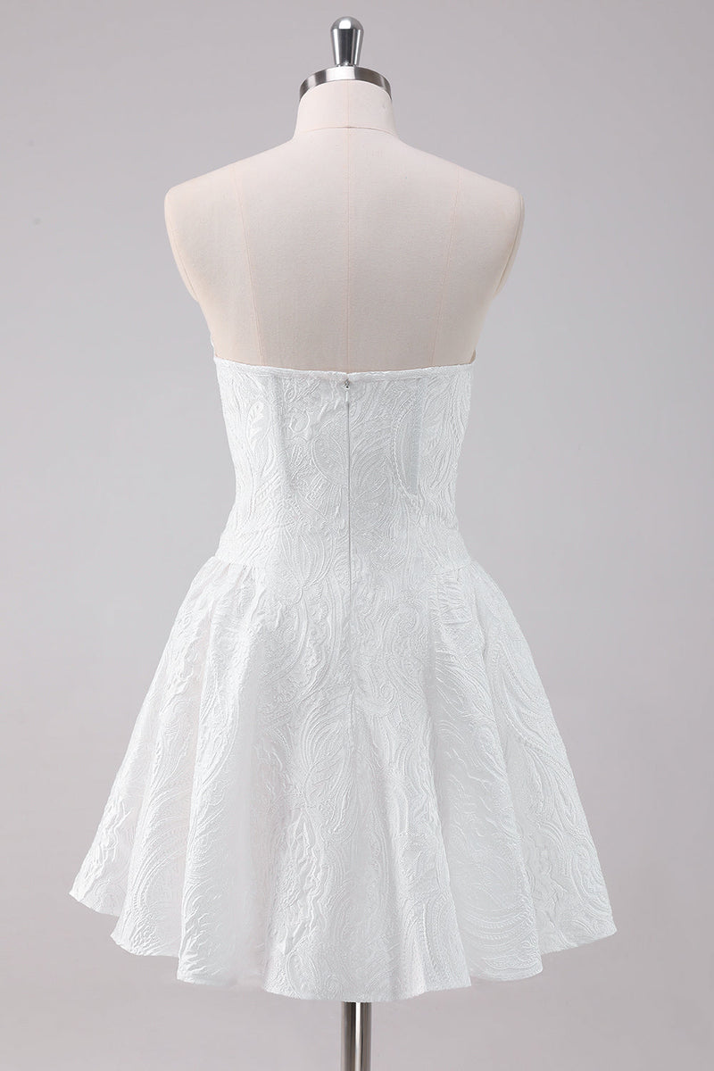 Load image into Gallery viewer, Simple White A-Line Strapless Short Graduation Dress