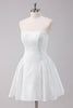 Load image into Gallery viewer, Simple White A-Line Strapless Short Graduation Dress