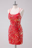 Load image into Gallery viewer, Glitter Red Spaghetti Straps Sequins Bodycon Short Graduation Dress