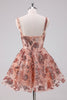 Load image into Gallery viewer, Glitter Blush A Line Spaghetti Straps Sequins Tulle Corset Graduation Dress