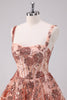 Load image into Gallery viewer, Glitter Blush A Line Spaghetti Straps Sequins Tulle Corset Graduation Dress