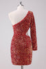 Load image into Gallery viewer, Sparkly Red One Shoulder Tight Short Graduation Dress with Hollow Out