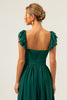 Load image into Gallery viewer, Dark Green A Line V-Neck Ruched Chiffon Long Bridesmaid Dress