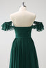 Load image into Gallery viewer, Dark Green A Line V-Neck Chiffon Long Bridesmaid Dress