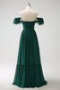 Load image into Gallery viewer, Dark Green A Line V-Neck Chiffon Long Bridesmaid Dress