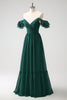 Load image into Gallery viewer, Dark Green A Line V-Neck Chiffon Long Bridesmaid Dress