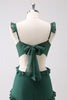 Load image into Gallery viewer, Dark Green A-Line Hollow Out Ruffled Long Bridesmaid Dress