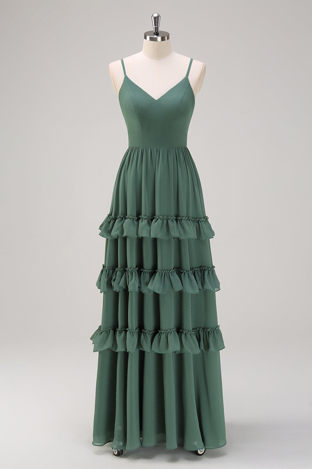 ZAPAKA Women Eucalyptus Long Bridesmaid Dress A Line Spaghetti Straps Tiered Chiffon Wedding Guest Dress ZAPAKA UK ZAPAKA Women Eucalyptus Long Bridesmaid Dress A Line Spaghetti Straps Tiered Chiffon Wedding Guest Dress ZAPAKA UK