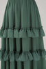 Load image into Gallery viewer, Eucalyptus A-Line Spaghetti Straps Tiered Chiffon Long Bridesmaid Dress