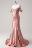 Load image into Gallery viewer, Glitter Blush Mermaid Beaded Spaghetti Straps Long Prom Dress