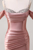 Load image into Gallery viewer, Glitter Blush Mermaid Beaded Spaghetti Straps Long Prom Dress