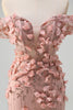 Load image into Gallery viewer, Blush Mermaid Off the Shoulder Slit Long Prom Dress With 3D Flowers