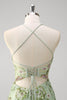 Load image into Gallery viewer, Green Mermaid Halter Corset Appliqued Long Prom Dress With Slit