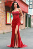 Load image into Gallery viewer, Beaded Strapless Mermaid Corset Long Red Prom Dress with Slit