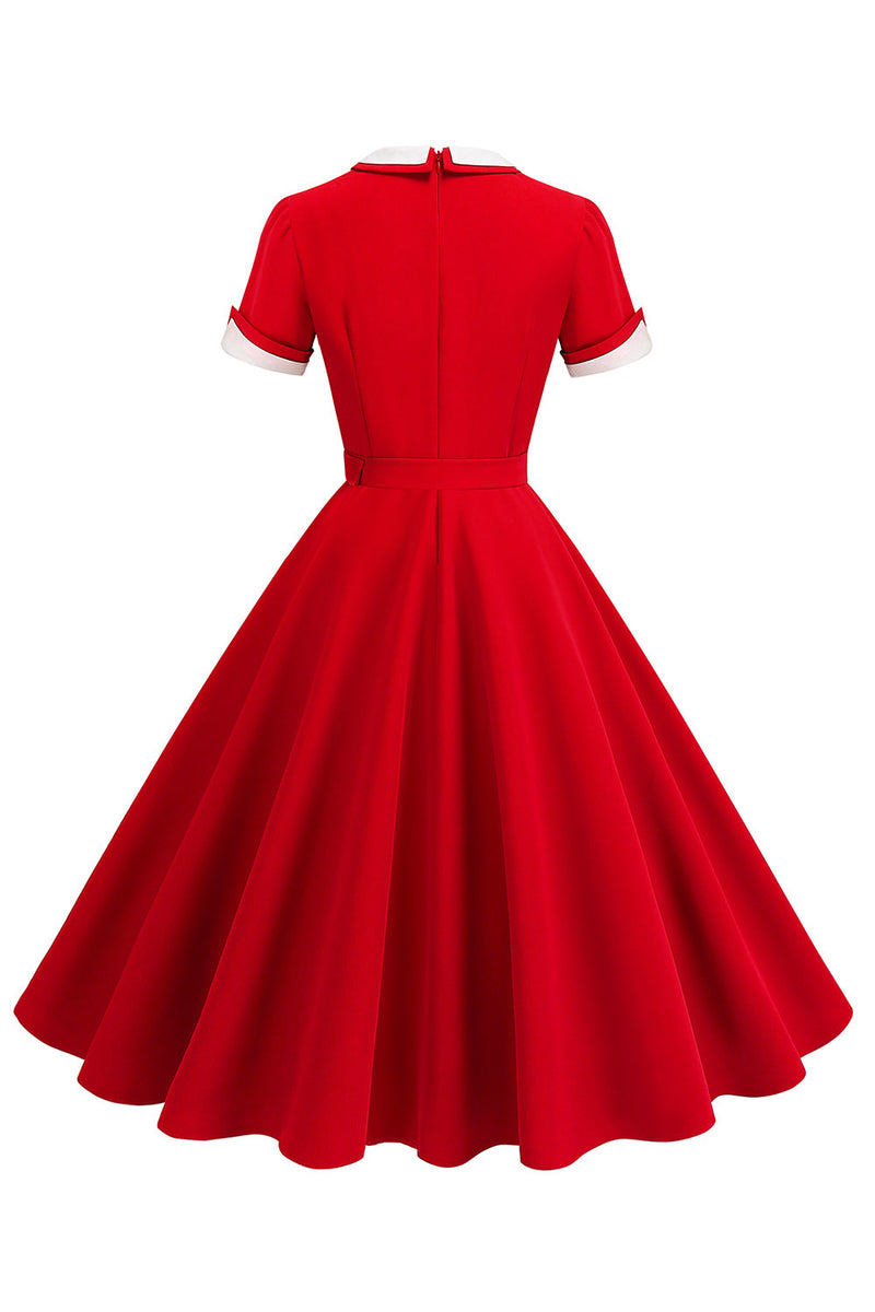 Load image into Gallery viewer, Blue Round Neck A-Line Midi 1950s Dress