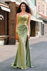 Load image into Gallery viewer, Mermaid Army Green Corset Lace Up Back Long Prom Dress with Slit