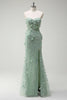 Load image into Gallery viewer, Sage Mermaid Sweetheart Floral Appliqued Long Prom Dress with Slit