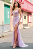 Load image into Gallery viewer, Lilac Mermaid Spaghetti Straps Corset Sequin Prom Dress with Slit