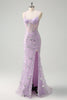 Load image into Gallery viewer, Lilac Spaghetti Straps Mermaid Corset Sequin Prom Dress