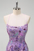 Load image into Gallery viewer, Sparkly Purple Mermaid Spaghetti Straps Sequin Prom Dress with Slit