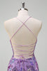 Load image into Gallery viewer, Sparkly Purple Mermaid Spaghetti Straps Sequin Prom Dress with Slit