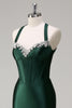 Load image into Gallery viewer, Sparkly Dark Green Mermaid Halter Corset Sequin Prom Dress