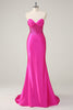 Load image into Gallery viewer, Fuchsia Mermaid Strapless Corset Prom Dress