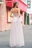 Load image into Gallery viewer, Stylish Pink A Line Spaghetti Straps Floral Beaded Prom Dress with Lace Up Back