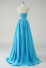 Load image into Gallery viewer, Sparkly Blue A-Line Strapless Sequin Corset Long Prom Dress