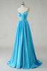 Load image into Gallery viewer, Sparkly Blue A-Line Strapless Sequin Corset Long Prom Dress