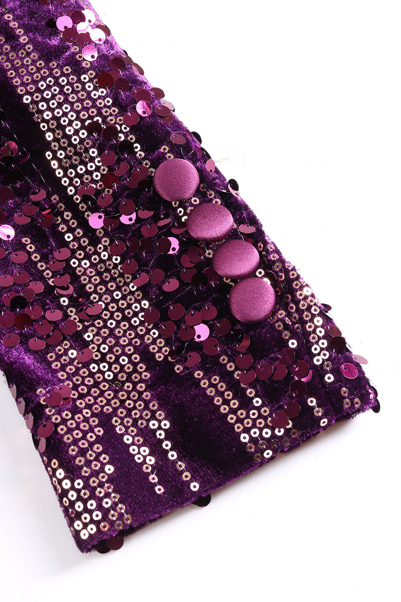 Load image into Gallery viewer, Sparkly Purple Shawl Lapel Sequins Prom Blazer