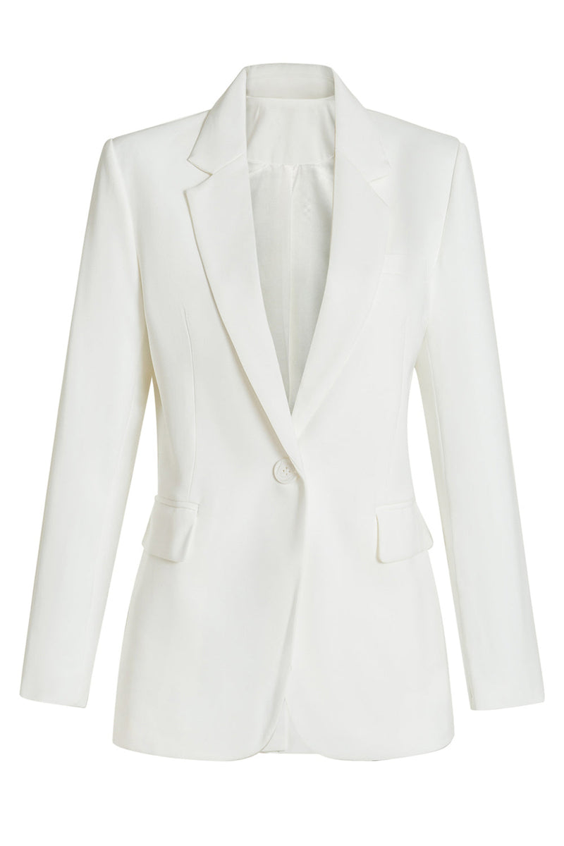 Load image into Gallery viewer, White Fitted Single Breasted Midi Women&#39;s Blazer