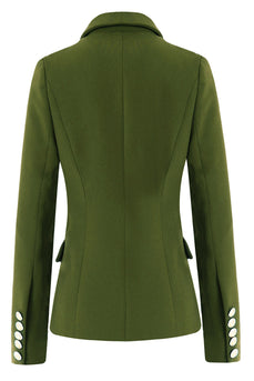 Army Green Peak Lapel Midi Women's Blazer