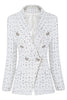 Load image into Gallery viewer, White Double Breasted Dotted Midi Women&#39;s Blazer