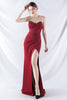 Load image into Gallery viewer, Sparkly Burgundy Beaded Corset Long Prom Dress with Slit