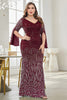 Load image into Gallery viewer, Burgundy Glitter Mermaid V Neck Prom Dress with Beaded