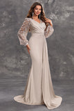 Navy Mermaid Sequins Long Sleeves Choir Dress with Side Cape