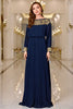 Load image into Gallery viewer, Navy Pleated A Line Boat Neck Long Prom Dress