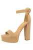 Load image into Gallery viewer, Kahki Chunky High Heel Sandals