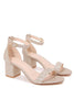 Load image into Gallery viewer, Light Golden Ankle Strap Chunky Heeled Sandals